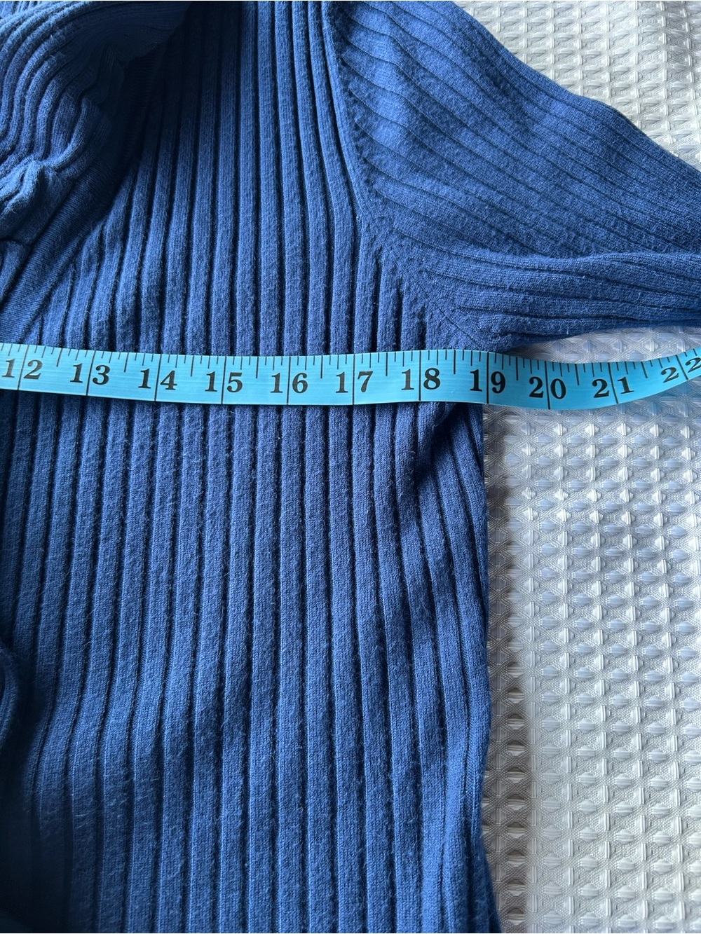 Simons Contemporaine Blue Ruffled Open-Front Ribbed Cardigan - Picture 6 of 10